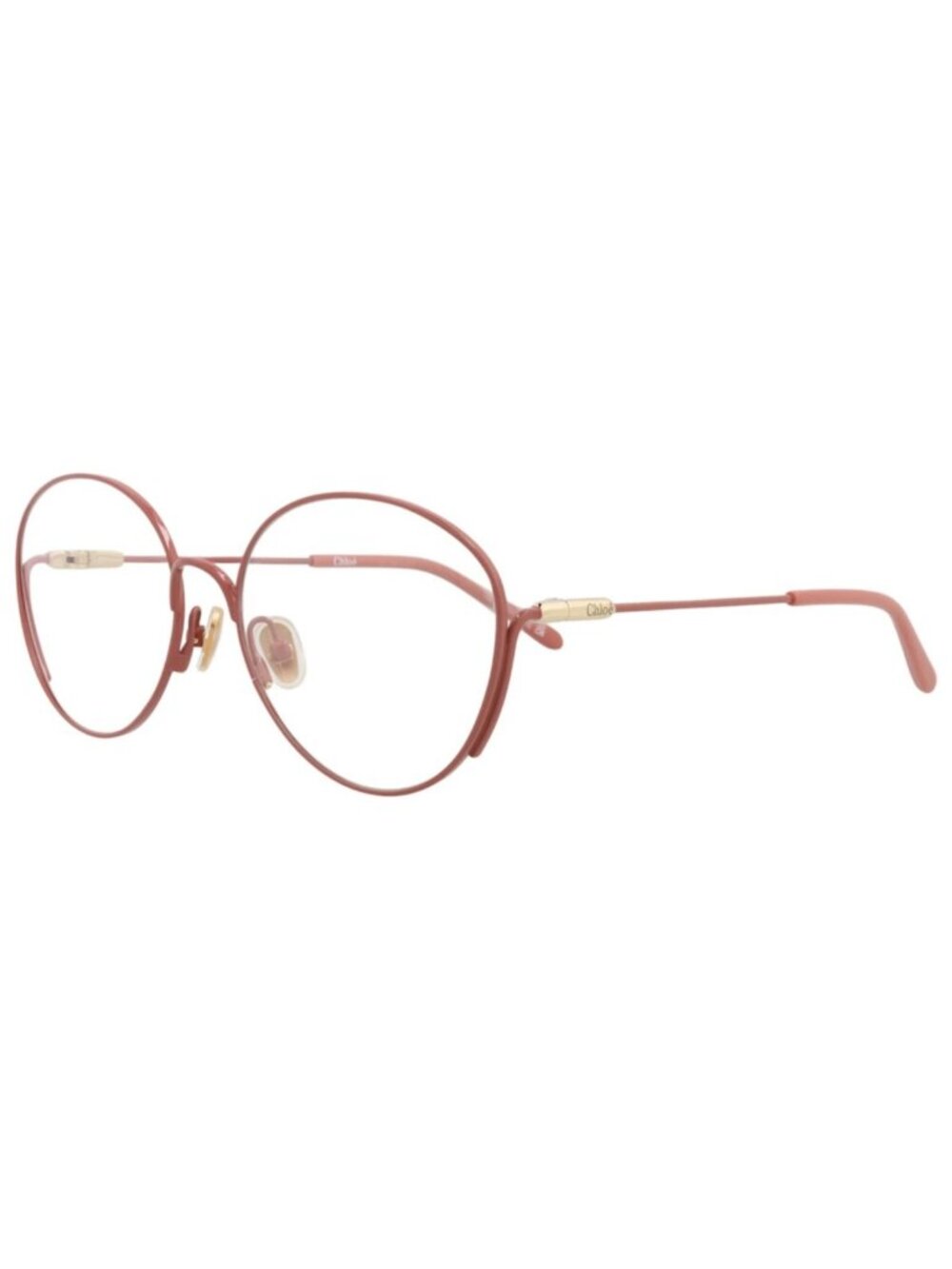 New Chloé Women's Eyeglasses Cat Eye Metal Frame Pink Pink Transparent